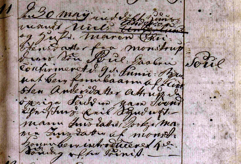 Udsnit af Bejstrup kirkebog: Poul Nielsen